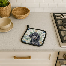Load image into Gallery viewer, Toy Black Poodle Coastal Sea Glass Pair of Pot Holders