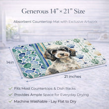 Load image into Gallery viewer, Toy Parti Poodle Coastal Sea Glass Dish Drying Mat