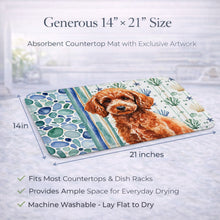 Load image into Gallery viewer, Toy Red Poodle Coastal Sea Glass Dish Drying Mat