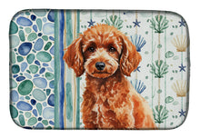Load image into Gallery viewer, Toy Red Poodle Coastal Sea Glass Dish Drying Mat