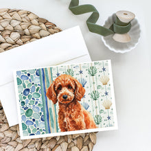 Load image into Gallery viewer, Toy Red Poodle Coastal Sea Glass Greeting Cards Pack of 8