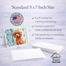 Load image into Gallery viewer, Toy Red Poodle Coastal Sea Glass Greeting Cards Pack of 8