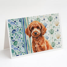 Load image into Gallery viewer, Toy Red Poodle Coastal Sea Glass Greeting Cards Pack of 8