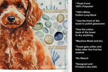 Load image into Gallery viewer, Toy Red Poodle Coastal Sea Glass Kitchen Towel