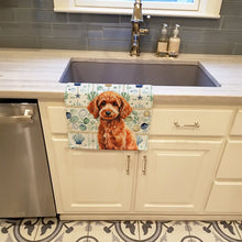 Load image into Gallery viewer, Toy Red Poodle Coastal Sea Glass Kitchen Towel