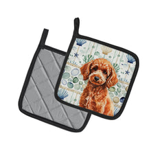 Load image into Gallery viewer, Toy Red Poodle Coastal Sea Glass Pair of Pot Holders