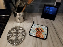 Load image into Gallery viewer, Toy Red Poodle Coastal Sea Glass Pair of Pot Holders