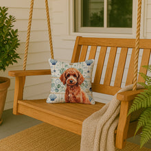 Load image into Gallery viewer, Toy Red Poodle Coastal Sea Glass Throw Pillow