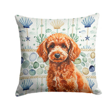 Load image into Gallery viewer, Toy Red Poodle Coastal Sea Glass Throw Pillow
