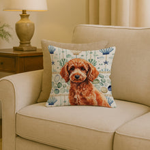 Load image into Gallery viewer, Toy Red Poodle Coastal Sea Glass Throw Pillow