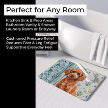 Load image into Gallery viewer, Toy Red Poodle Coastal Sea Glass Memory Foam Kitchen Mat