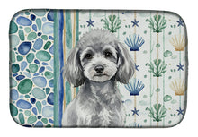 Load image into Gallery viewer, Toy Silver Poodle Coastal Sea Glass Dish Drying Mat