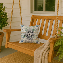 Load image into Gallery viewer, Toy Silver Poodle Coastal Sea Glass Throw Pillow