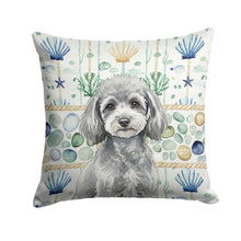 Load image into Gallery viewer, Toy Silver Poodle Coastal Sea Glass Throw Pillow