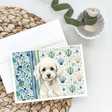Load image into Gallery viewer, Toy White Poodle Coastal Sea Glass Greeting Cards Pack of 8