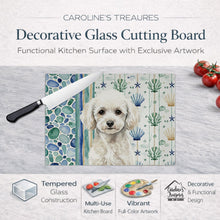 Load image into Gallery viewer, Toy White Poodle Coastal Sea Glass Glass Cutting Board
