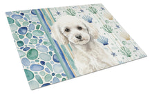 Load image into Gallery viewer, Toy White Poodle Coastal Sea Glass Glass Cutting Board