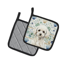 Load image into Gallery viewer, Toy White Poodle Coastal Sea Glass Pair of Pot Holders