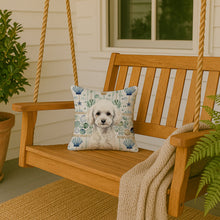 Load image into Gallery viewer, Toy White Poodle Coastal Sea Glass Throw Pillow