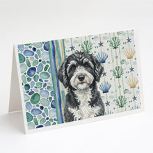 Load image into Gallery viewer, Portuguese Water Dog Coastal Sea Glass Greeting Cards Pack of 8