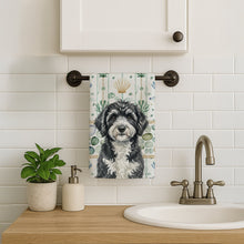 Load image into Gallery viewer, Portuguese Water Dog Coastal Sea Glass Kitchen Towel