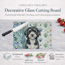Load image into Gallery viewer, Portuguese Water Dog Coastal Sea Glass Glass Cutting Board