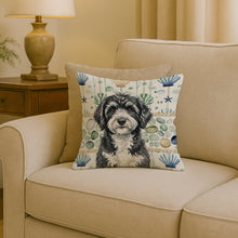 Load image into Gallery viewer, Portuguese Water Dog Coastal Sea Glass Throw Pillow
