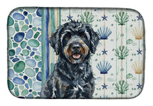 Load image into Gallery viewer, Black Portuguese Water Dog Coastal Sea Glass Dish Drying Mat