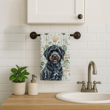 Load image into Gallery viewer, Black Portuguese Water Dog Coastal Sea Glass Kitchen Towel