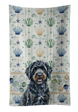 Load image into Gallery viewer, Black Portuguese Water Dog Coastal Sea Glass Kitchen Towel