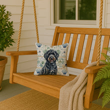 Load image into Gallery viewer, Black Portuguese Water Dog Coastal Sea Glass Throw Pillow
