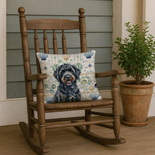 Load image into Gallery viewer, Black Portuguese Water Dog Coastal Sea Glass Throw Pillow