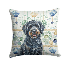 Load image into Gallery viewer, Black Portuguese Water Dog Coastal Sea Glass Throw Pillow