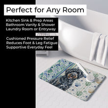 Load image into Gallery viewer, Black Portuguese Water Dog Coastal Sea Glass Memory Foam Kitchen Mat