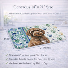 Load image into Gallery viewer, Brown Portuguese Water Dog Coastal Sea Glass Dish Drying Mat