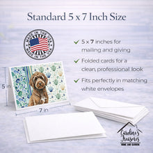 Load image into Gallery viewer, Brown Portuguese Water Dog Coastal Sea Glass Greeting Cards Pack of 8