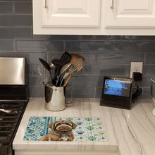 Load image into Gallery viewer, Brown Portuguese Water Dog Coastal Sea Glass Glass Cutting Board