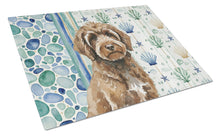 Load image into Gallery viewer, Brown Portuguese Water Dog Coastal Sea Glass Glass Cutting Board