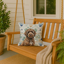Load image into Gallery viewer, Brown Portuguese Water Dog Coastal Sea Glass Throw Pillow