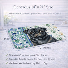 Load image into Gallery viewer, Black Pug Coastal Sea Glass Dish Drying Mat