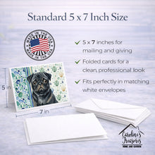 Load image into Gallery viewer, Black Pug Coastal Sea Glass Greeting Cards Pack of 8