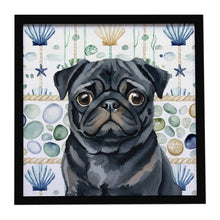 Load image into Gallery viewer, Black Pug Coastal Sea Glass Framed Metal Print