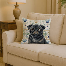 Load image into Gallery viewer, Black Pug Coastal Sea Glass Throw Pillow