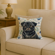 Load image into Gallery viewer, Black Pug Coastal Sea Glass Throw Pillow