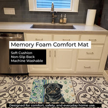 Load image into Gallery viewer, Black Pug Coastal Sea Glass Memory Foam Kitchen Mat
