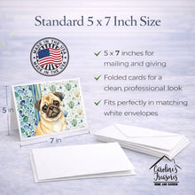 Load image into Gallery viewer, Fawn Pug Coastal Sea Glass Greeting Cards Pack of 8