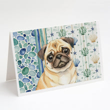 Load image into Gallery viewer, Fawn Pug Coastal Sea Glass Greeting Cards Pack of 8