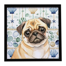 Load image into Gallery viewer, Fawn Pug Coastal Sea Glass Framed Metal Print