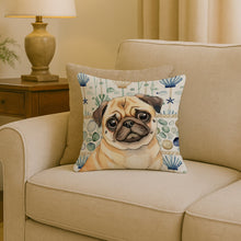 Load image into Gallery viewer, Fawn Pug Coastal Sea Glass Throw Pillow