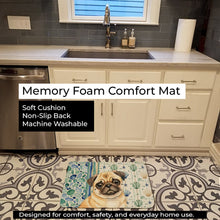 Load image into Gallery viewer, Fawn Pug Coastal Sea Glass Memory Foam Kitchen Mat